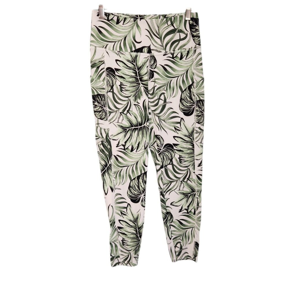Cali Active Leggings Yoga Running Tropical Palm Floral Sz S EUC